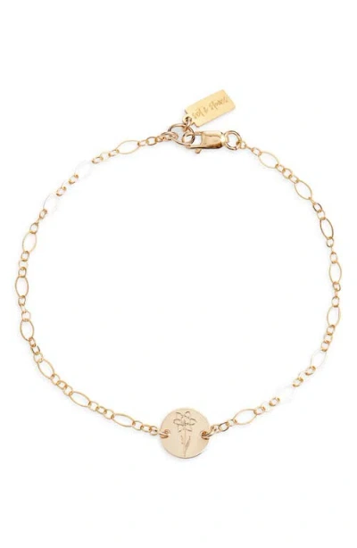 Set & Stones Lily Birth Flower Pendant Bracelet In Gold