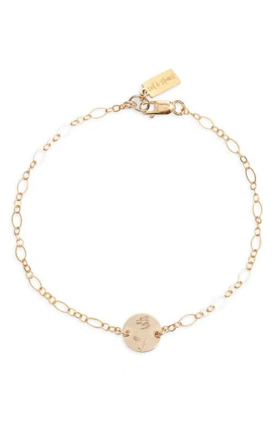 Set & Stones Lily Birth Flower Pendant Bracelet In Gold