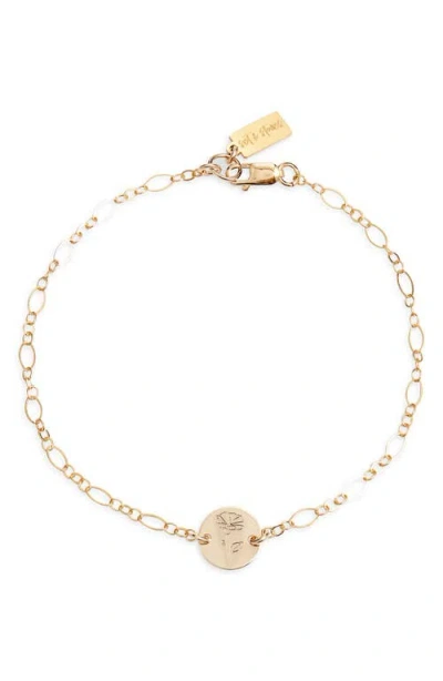 Set & Stones Lily Birth Flower Pendant Bracelet In Gold