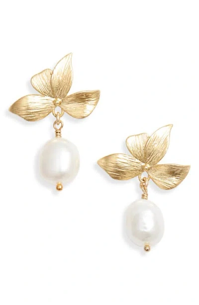 Set & Stones Maeve Freshwater Pearl Drop Earrings In Gold/white
