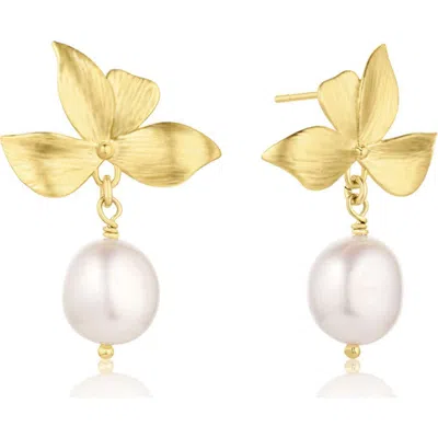 Set & Stones Maeve Pearl Drop Earrings In Orange