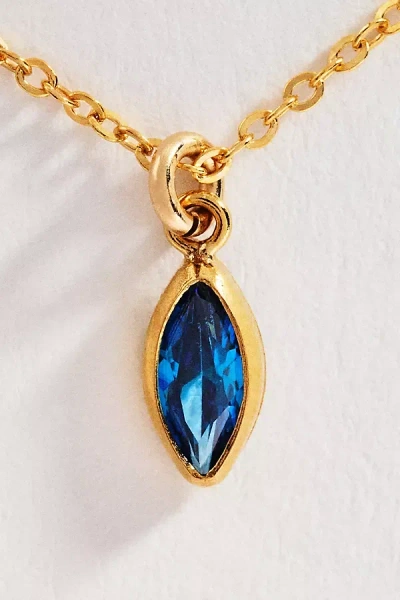 Set & Stones Marquise Birthstone Charm Necklace In Blue