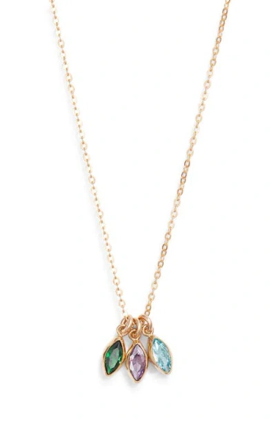 Set & Stones Marquise Multibirthstone Charm Necklace In Gold