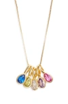 Set & Stones Multi Birthstone Teardrop Charm Necklace In Gold