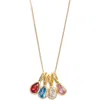 Set & Stones Multi Birthstone Teardrop Charm Necklace In Gold