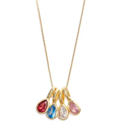 Set & Stones Multi Birthstone Teardrop Charm Necklace In Gold