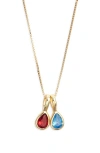 Set & Stones Multi Birthstone Teardrop Charm Necklace In Gold