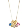 Set & Stones Multi Birthstone Teardrop Charm Necklace In Gold