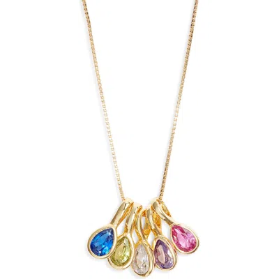 Set & Stones Multi Birthstone Teardrop Charm Necklace In Gold