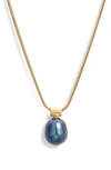 Set & Stones Nathalie Freshwater Pearl Pendant Necklace In Gold/peacock