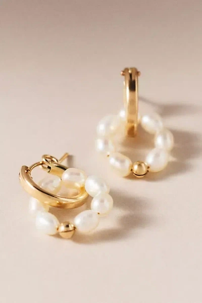 Set & Stones Pearl Halo Hoop Earrings In Red