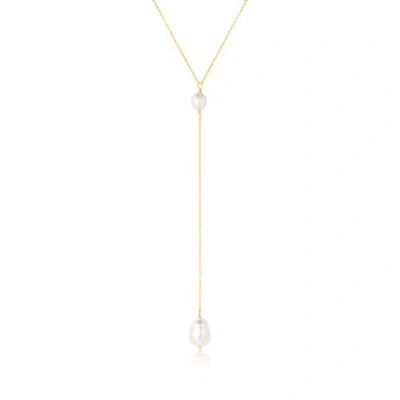 Set & Stones Penny Pearl Lariat Necklace In Gold