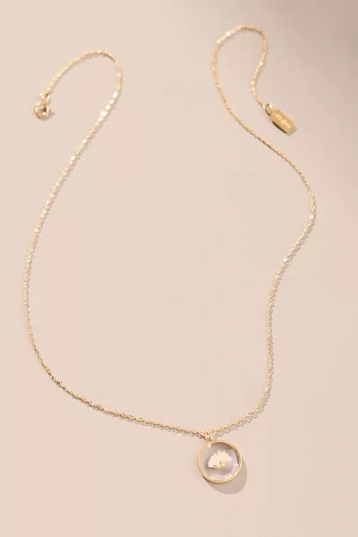Set & Stones Pressed Flower Pendant Necklace In Gold