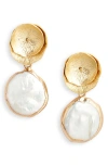 Set & Stones Reese Freshwater Pearl Drop Earrings In Gold