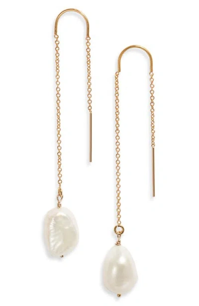 Set & Stones Sabina Keshi Pearl Threader Earrings In Gold