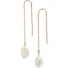 Set & Stones Sabina Keshi Pearl Threader Earrings In Gold