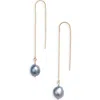Set & Stones Sabina Keshi Pearl Threader Earrings In Gold/peacock
