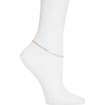 Set & Stones Simone Freshwater Pearl & Paper Clip Chain Anklet In Gold