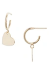 Set & Stones Sophia Heart Charm Huggie Hoop Earrings In Gold