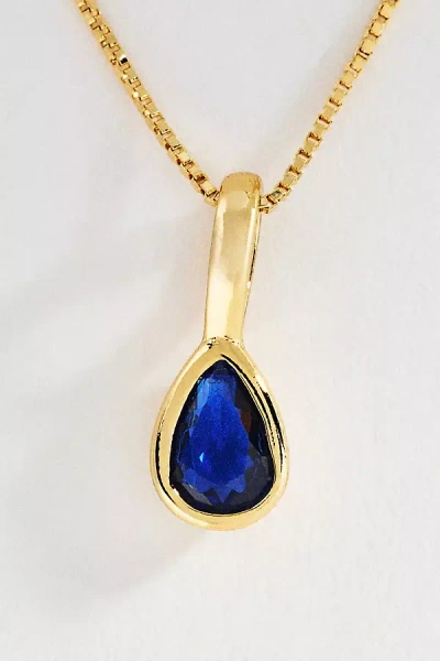 Set & Stones Teardrop Birthstone Necklace In Blue