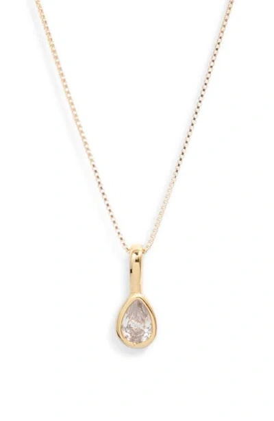 Set & Stones Teardrop Birthstone Pendant Necklace In Gold