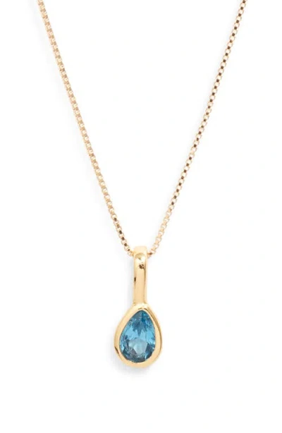Set & Stones Teardrop Birthstone Pendant Necklace In Gold