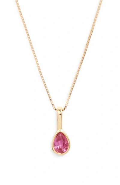 Set & Stones Teardrop Birthstone Pendant Necklace In Gold