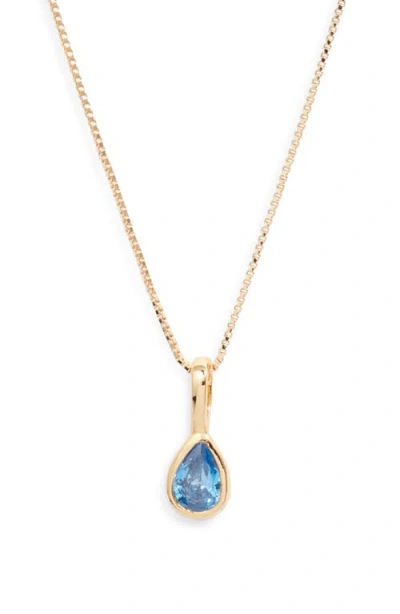 Set & Stones Teardrop Birthstone Pendant Necklace In Gold
