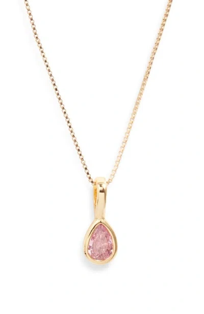 Set & Stones Teardrop Birthstone Pendant Necklace In Gold