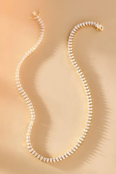 Set & Stones Teardrop Tennis Necklace In White