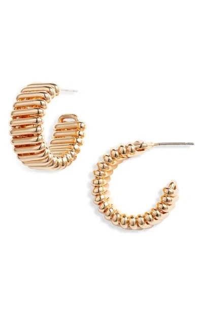 Set & Stones Textured Hoop Earrings In Gold