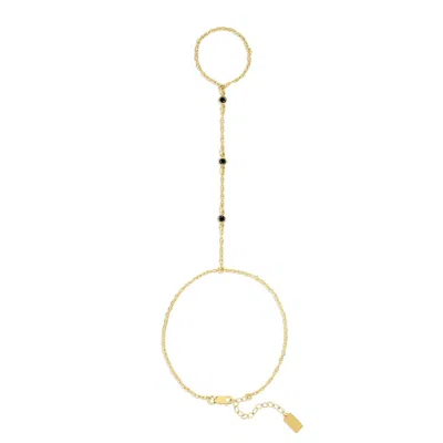 Set & Stones Women's Gold / Black Cyrus Hand Chain - Black