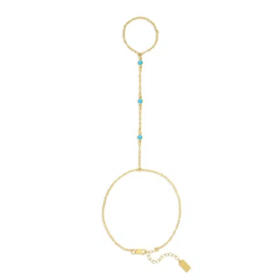 Set & Stones Women's Gold / Blue / Green Cyrus Hand Chain - Turquoise