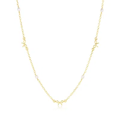 Set & Stones Women's Gold Bow And Pearl Necklace