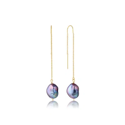 Set & Stones Women's Gold Sabina Threaders - Peacock Pearl In Blue