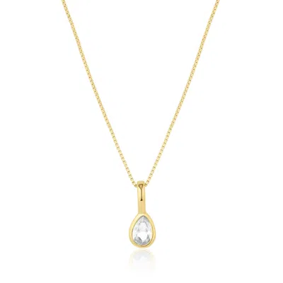 Set & Stones Women's Gold Teardrop Birthstone Necklace - April