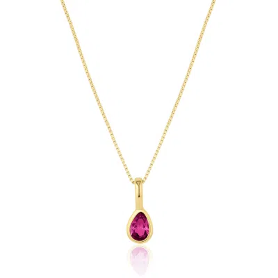 Set & Stones Women's Gold Teardrop Birthstone Necklace - July