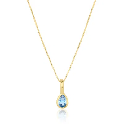 Set & Stones Women's Gold Teardrop Birthstone Necklace - March