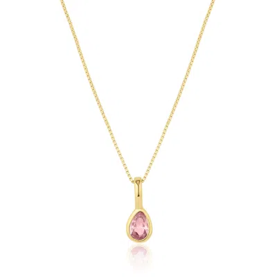 Set & Stones Women's Gold Teardrop Birthstone Necklace - October