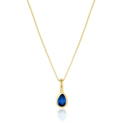 Set & Stones Women's Gold Teardrop Birthstone Necklace - September