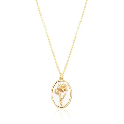Set & Stones Women's Gold / White Katrina Birth Flower Necklace - March