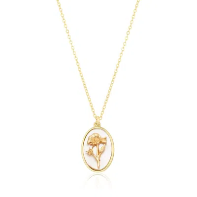 Set & Stones Women's Gold / White Katrina Birth Flower Necklace - October
