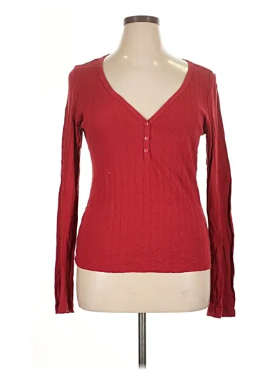 Pre-owned Set Long Sleeve Henley Shirt In Red