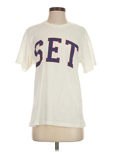 Pre-owned Set Short Sleeve Top Ivory Crew Neck Tops
