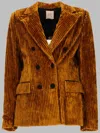 Se-ta Double-breasted Ribbed Jacket In Brown