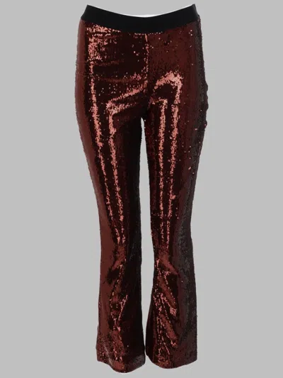 Se-ta Sequin-embellished Trousers In Brown