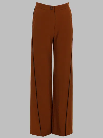 Se-ta Stretch Polyester Trousers In Brown