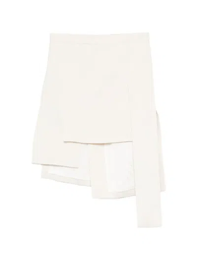 Setchu Asymmetric Layered Skirt In Neutral