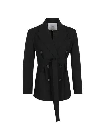 Setchu Belted Double-breasted Blazer In Black