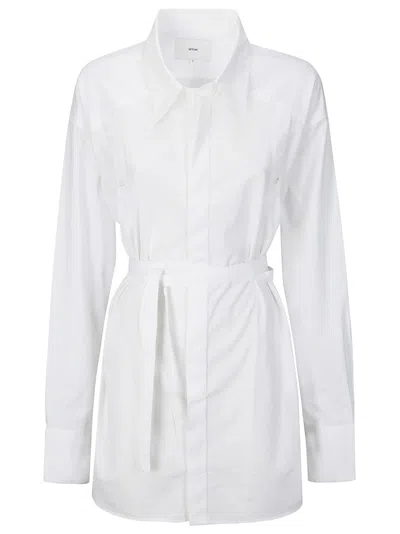 Setchu Cotton Shirt With Belt And Cutouts In White